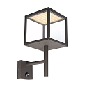 Luminaire mural d�ext�rieur LACERTAE Bas, forme en d�, avec capteur IP54, gris fonc� 