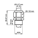 Deko-Light cable gland PKGM25 with strain relief, light grey