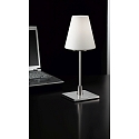 Fabas Luce Lampe de table LUCY BIG avec interrupteur E14 IP20, nickel satiné, blanche