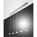 Fabas Luce DUNK LED Pendant luminaire, brushed aluminum, 5 flames