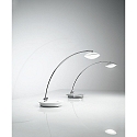Fabas Luce Lampe de table HALE rond, inclinable IP20, aluminium brossé, chrome gradable