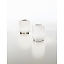 Fabas Luce Lampe de table SIMI cylindrique, dimmable IP20, nickel satin� gradable