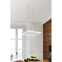 Luminaire � suspension BARD 42X42 carr�, contr�lable par la voix, Smartluce inclus IP20, satin�, blanche gradable