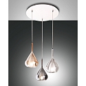 Luminaire à suspension LILA 3 flammes E27 IP20, ambre, couleurs fumée, transparent, blanche gradable