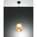 Luminaire � suspension GISELLA petit, rond, contr�lable par la voix E27 IP20, ambre, noir gradable