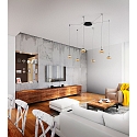 Fabas Luce Luminaire à suspension ARABELLA 6 flammes, contrôlable par la voix, Smartluce inclus IP20, ambre, noir gradable