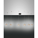 Luminaire à suspension ARABELLA 6 flammes IP20, ambre, noir gradable