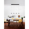 Fabas Luce Luminaire à suspension ARABELLA 4 flammes, rond IP20, couleurs fumée, noir gradable