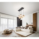 Pendant luminaire GILLIS, E27, 5x 40W, IP20, black/amber