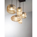 Pendant luminaire GILLIS, E27, 5x 40W, IP20, black/amber
