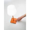 Fabas Luce battery table lamp ADAM with USB connection, with touch dimmer IP44, orange dimmable