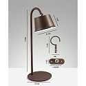 Lampe rechargeable ARMANDA IP54, brun rouille gradable