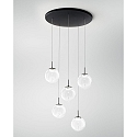 Luminaire à suspension ARIEL 5 flammes, rond IP20, noir gradable
