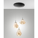 Luminaire à suspension DEVA 3 flammes, rond IP20, noir gradable