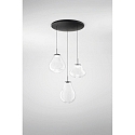 Luminaire à suspension DEVA 3 flammes, rond IP20, noir gradable