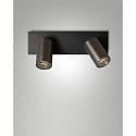 Rampe de projecteurs FLORES à 2 flammes, langue GU10 IP20, gris, gunmetal gradable