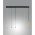 Luminaire � suspension SUSA 6 flammes IP20, noir, laiton satin� gradable