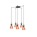 Luminaire à suspension RETRO 5 flammes E14 IP20, cuivre, mat 