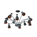 Faro pendant luminaire RETRO 12 flames E14 IP20, copper, black matt 
