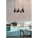 Luminaire à suspension RETRO 7 flammes E14 IP20, cuivre, noir mat 