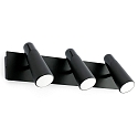Luminaire mural LAO 3 flammes LED IP20, noir mat 