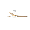 Faro Ventilateur plafonnier PUNT M avec télécommande IP20, blanc mat, érable