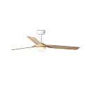Faro Ventilateur plafonnier PUNT M avec télécommande IP20, blanc mat, érable