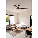 Faro Ventilateur plafonnier PUNT M avec télécommande IP20, noir mat, noisette