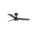 Faro Ceiling fan RUDDER S with remote control IP20, black matt, walnut