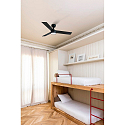 Faro Ceiling fan RUDDER S with remote control IP20, black matt, walnut