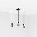 Luminaire à suspension KOMBO 3 flammes E27 IP20, gris, noir mat 