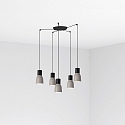 Luminaire à suspension KOMBO 5 flammes E27 IP20, gris, noir mat 