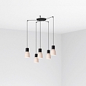 Luminaire à suspension KOMBO 5 flammes E27 IP20, beige, noir mat 