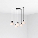 Luminaire à suspension KOMBO 5 flammes E27 IP20, beige, noir mat 
