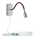 Luminaire mural ASTA avec interrupteur, avec bras flexible, version pour montage en surface, avec fonction de charge USB IP20