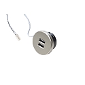 USB double socket 24Vdc, sek. 5V, 1x2.1A / 2x1.05A, max. 15W, stainless steel look, incl. adaptor ring, inox look