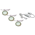 3pc. set of LED panel luminaire FR 68-LED, round, incl. transformer LED 24 / 15W, 4W 4000K 270lm 110°, inox look