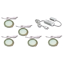 Lumière de surface FR 68-LED rond, lot de 5 IP20, acier inoxydable, opale gradable
