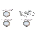 Lumière de surface FR 78-LED rond, lot de 3, avec prise de courant IP20, acier inoxydable, opale gradable