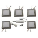 Luminaires pour meuble FAQ 58 - LED-24 angulaire, plat, lot de 5 IP44/IP20, acier inoxydable bross� 