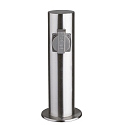 HEITRONIC Colonne de prises TOKIO 2 voies, cylindrique, avec s�curit� enfants, acier inoxydable