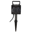 HEITRONIC Brochet de prises DUBAI 2 voies, avec prise de courant, noir