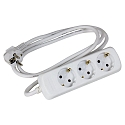 Socket, 3-fold, 3G1,5mm�, white, 1,5m connection cable