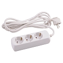 Socket, 3-fold, 3G1,5mm�, white, 3m connection cable