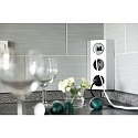 HEITRONIC Prise de courant SALERNO 2 voies, avec connexion USB, argent, blanche
