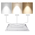 HEITRONIC Plafonnier encastré LE MANS carré IP44, blanche gradable