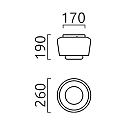 Helestra Luminaire de plafond CANIO E27 IP30, gris, blanc mat
