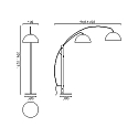 Helestra floor lamp DORO E27 IP20, chrome, black, black matt