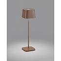 Lampe de table � accu KORI angulaire, indirect, avec variateur tactile IP65, marron, rouille gradable