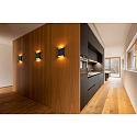 Helestra Luminaire mural TOCO angulaire, direct / indirect IP54, noir mat gradable